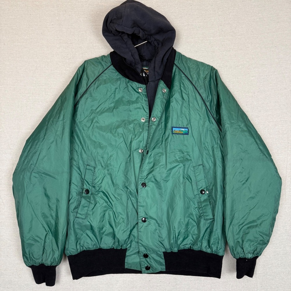 Cabelas Jacket M 25.5in Stratos Boats Hooded Bomber Green Vintage Gorpcore